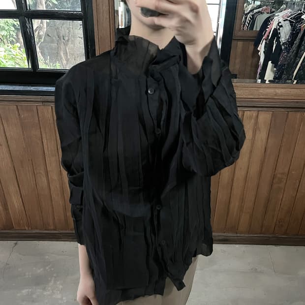 ISSEY MIYAKE sheer pleated lap blouse