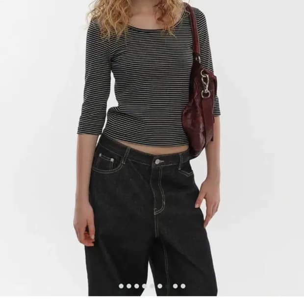 블랙업 스탠다드 7부 티셔츠 스트라이프 S 사이즈