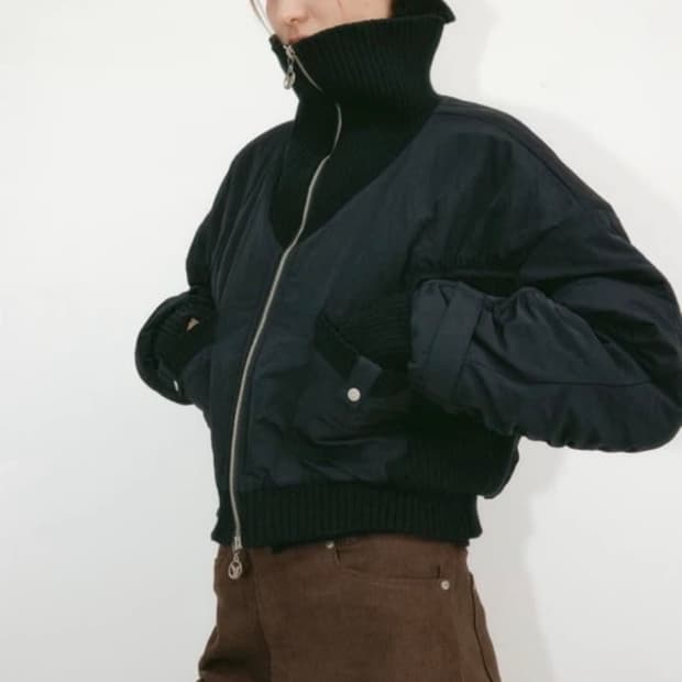 유즈 니트 믹스 아우터