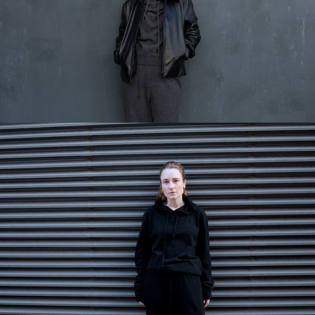 머듈 니트 후드 셋업