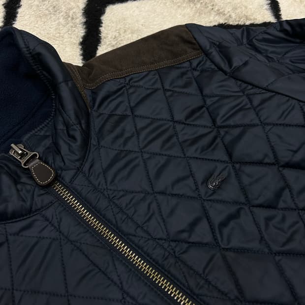 [XL]라코스테 스웨이드 포인트 퀄팅 자켓/짙은네이비