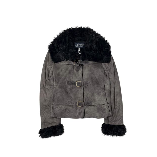 Armani jeans 페이크 레더 퍼 자켓 (italy made)