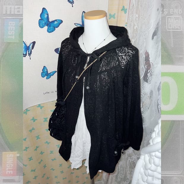 블랙 레이스 투웨이 집업