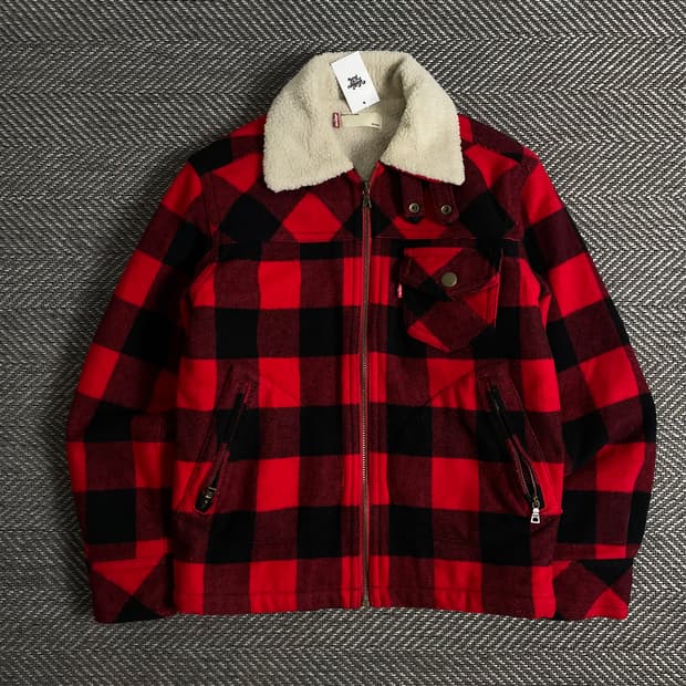 리바이스 타탄체크 쉐르파 트러커 자켓o 3106