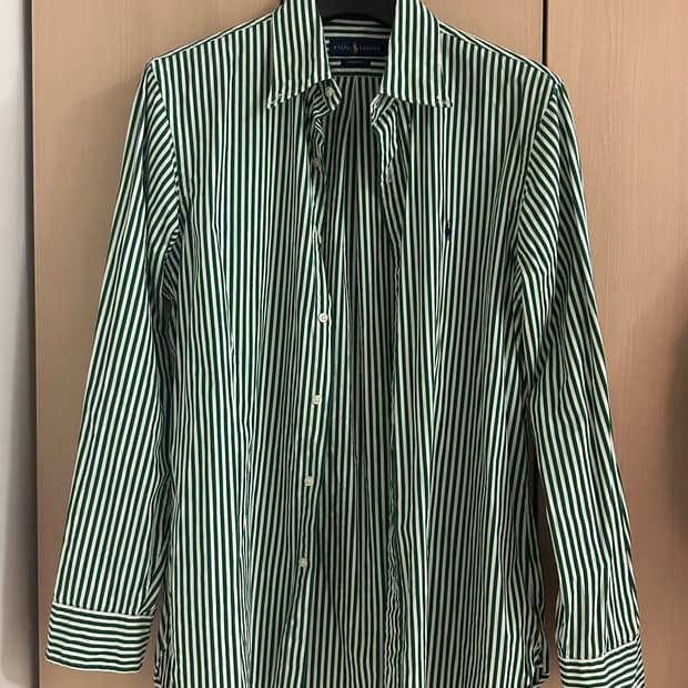 폴로 qr라벨 커스텀핏 스트라이프 셔츠 L