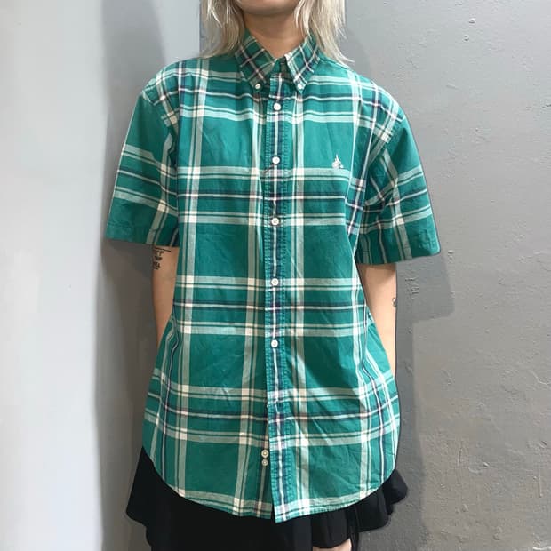 BEAN POLE 체크 반팔 셔츠