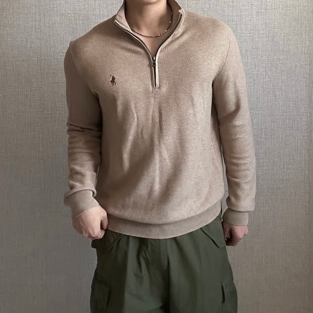 폴로 랄프로렌 브라운 반집업 신형 니트