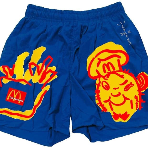 [M] 트래비스 스캇 캑터스잭 맥도날드 일러스트레이션 반바지 쇼츠 블루