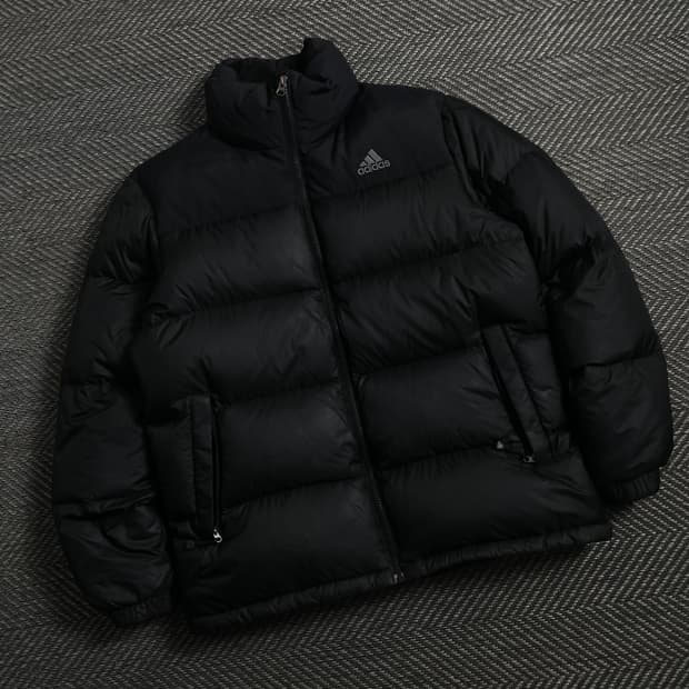 아디다스 자수로고 유니 덕 다운 푸퍼 패딩 블랙y 4385