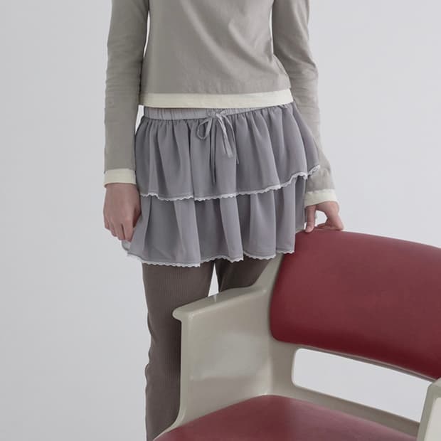 마가린핑거스 레이스 쉬폰 캉캉 스커트 (회색)