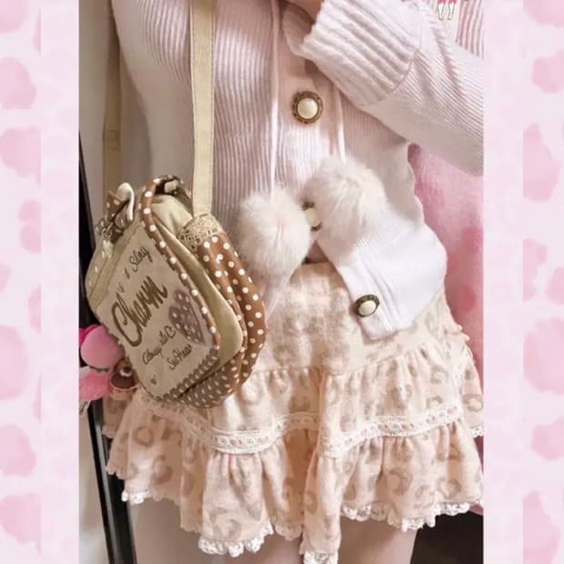 Tralala 트랄라라 폼폼이 연핑 플라워패턴 후드 가디건 히메갸루