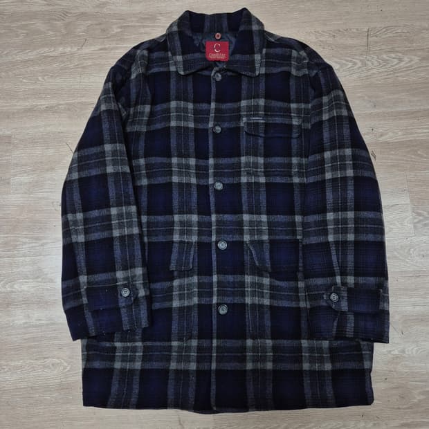 CHASECULT 체이스컬트 누빔 안감 버튼 체크 싱글 코트 L(100)