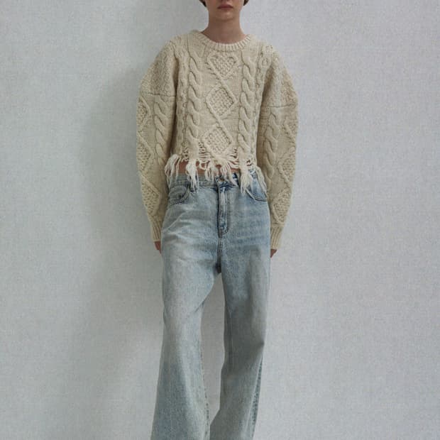 S/E/O 에스이오 CHUNKY CABLE SWEATER CREAM