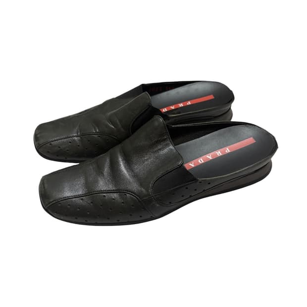PRADA SPORT BLACK LEATHER MULES