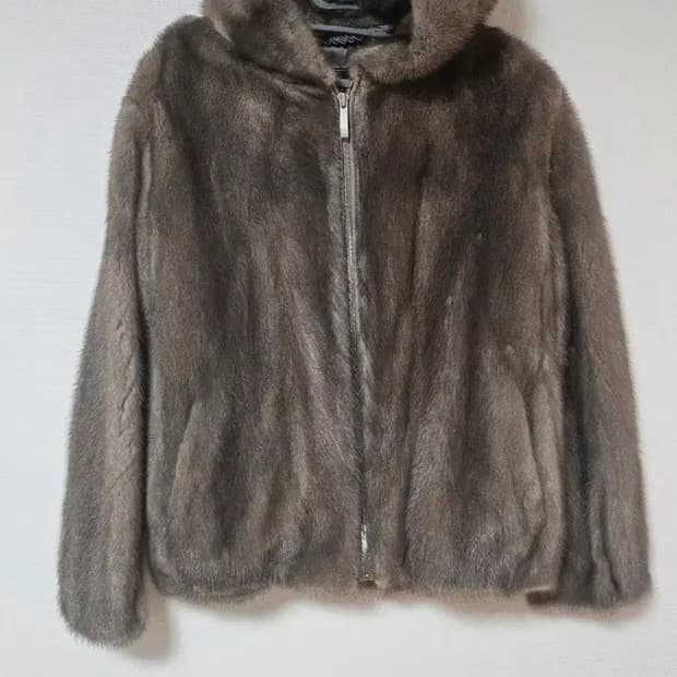 리얼 밍크 후드 집업 자켓