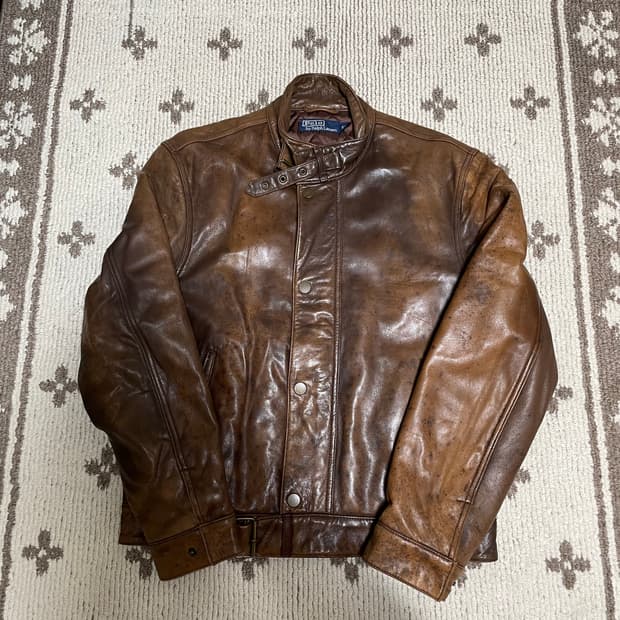 폴로 랄프로렌 양가죽 바이커 자켓