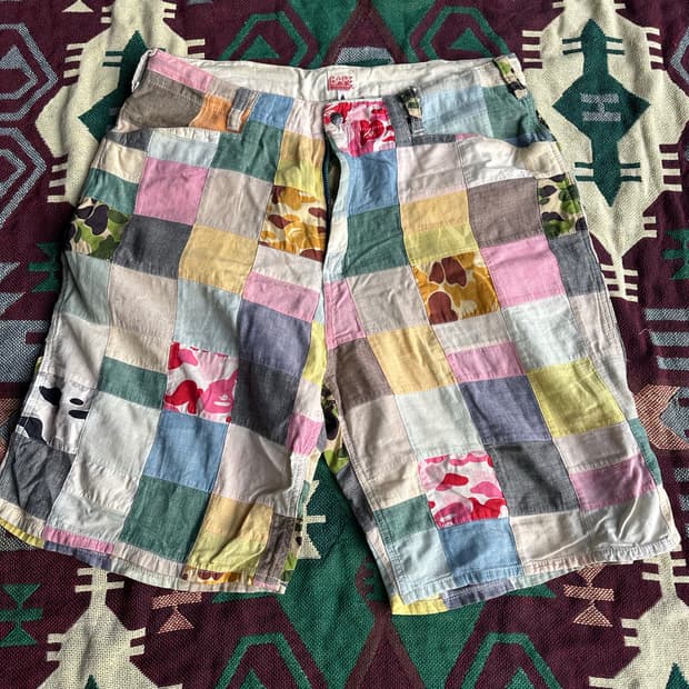 베이프 카모 패치워크 팬츠 M size