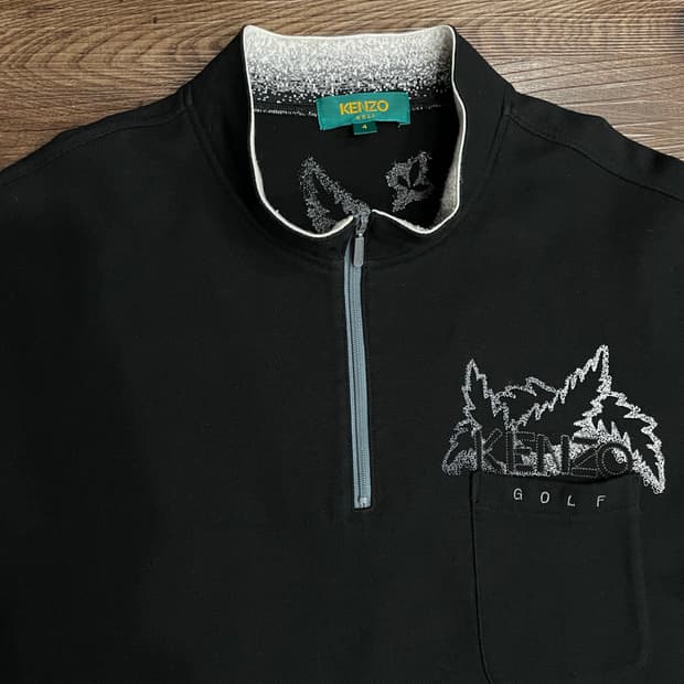 겐조 일본판 블랙 하프집업 반팔 티셔츠