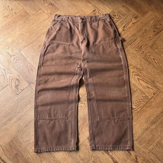 [36]칼하트 USA Made 빈티지 페인팅 체스트넛 더블니 워크 팬츠