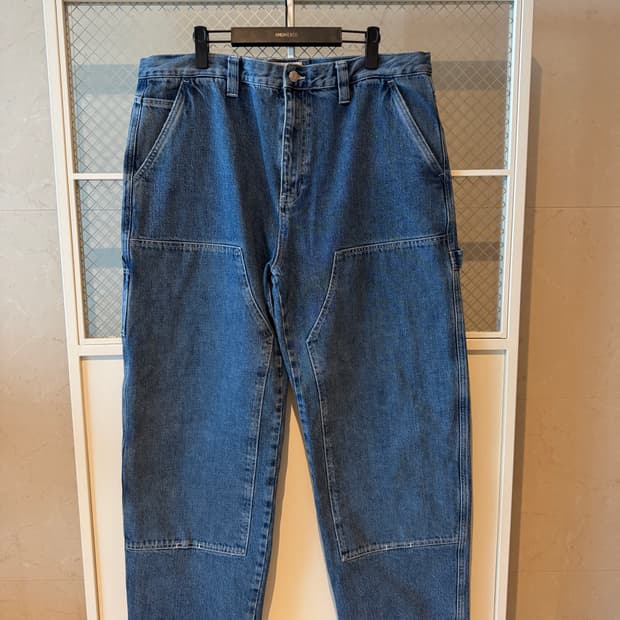 스투시 데님 더블니 워크 팬츠