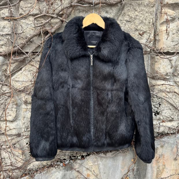 Leega 토끼털 양가죽 여성 레더 자켓