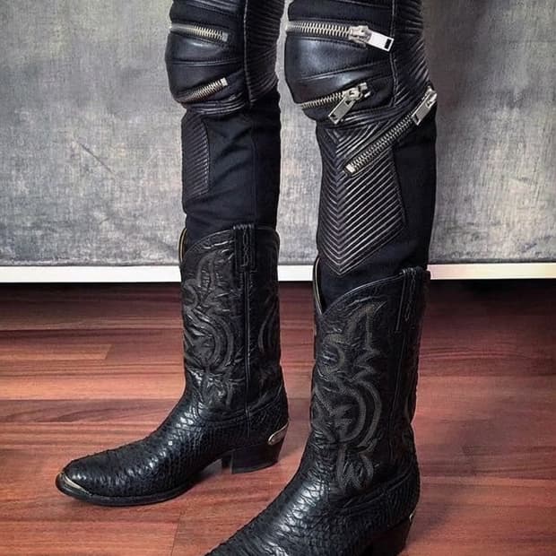 토니라마  뱀피 메탈찡 다크 웨스턴부츠