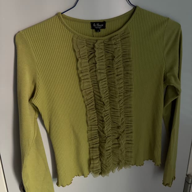 green ruffle top