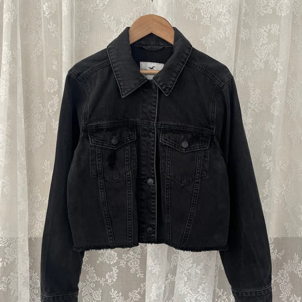 M) 홀리스터 크롭 데님 자켓 흑청