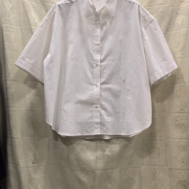 드파운드 depound 여성 화이트 코튼 반팔 셔츠 프리사이즈