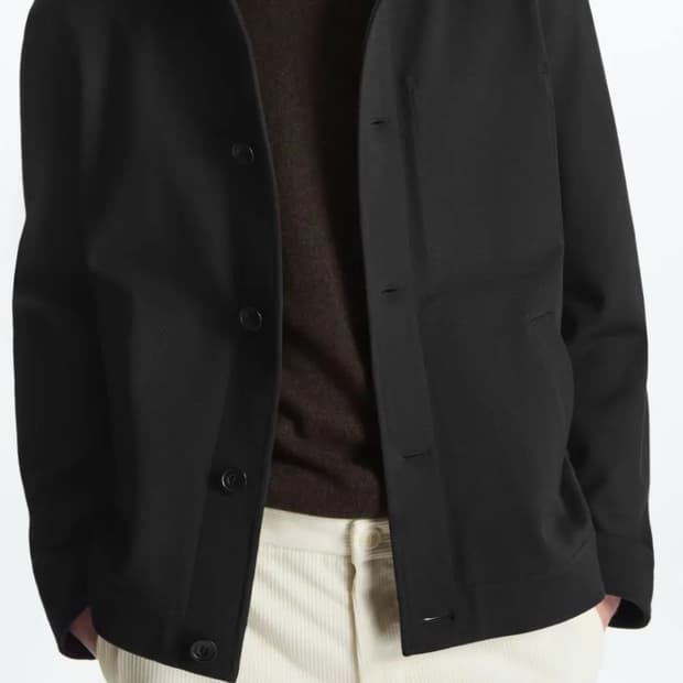 COS Cotton Twill Overshirt Black Jacket