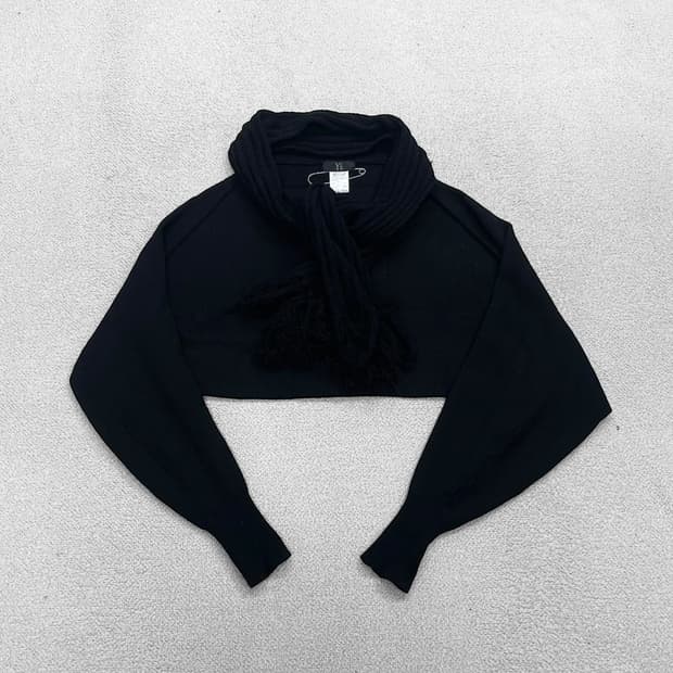 요지야마모토 Y's 울 스톨 니트 가디건 블랙