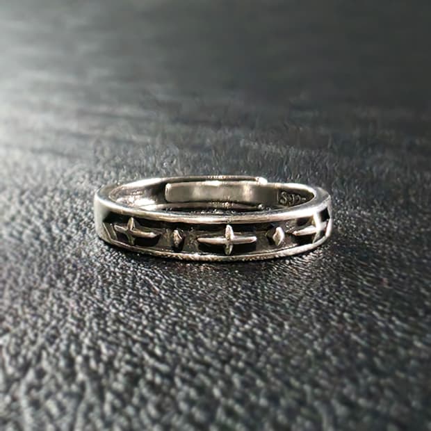 Akh 실버 남자 엔틱 빈티지 명품 고대 고딕 별 반지