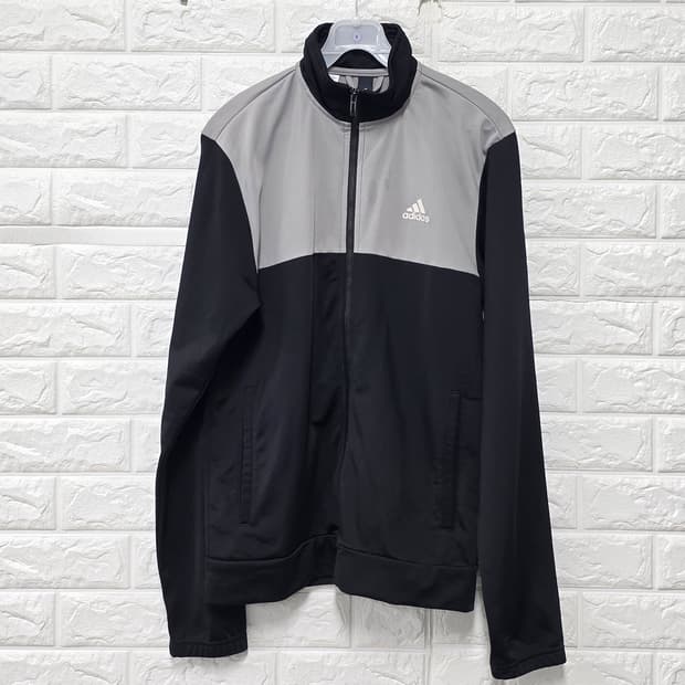 아디다스 집업 자켓 블랙/그레이 트랙탑 M