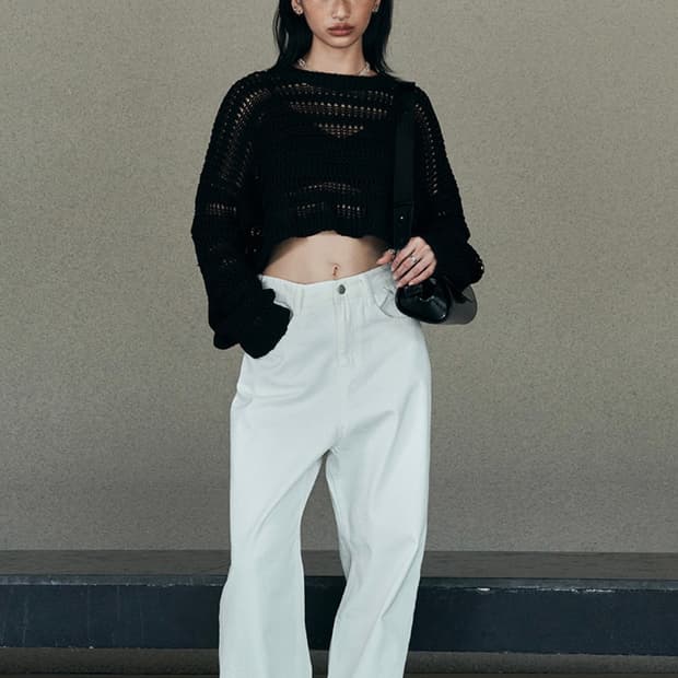 니브 화이트 데님 팬츠