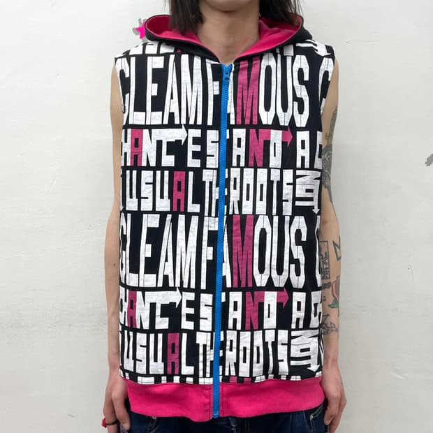 Retro lettering multi-hooded vest