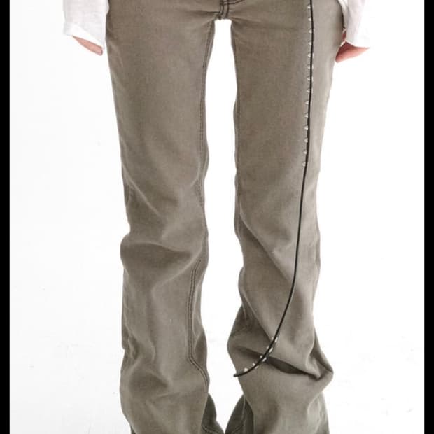 stitch low rise flare pants (khaki grey