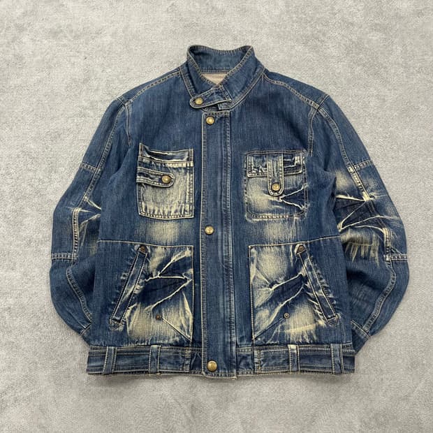 L 빈티지 워싱 멀티포켓 데님자켓