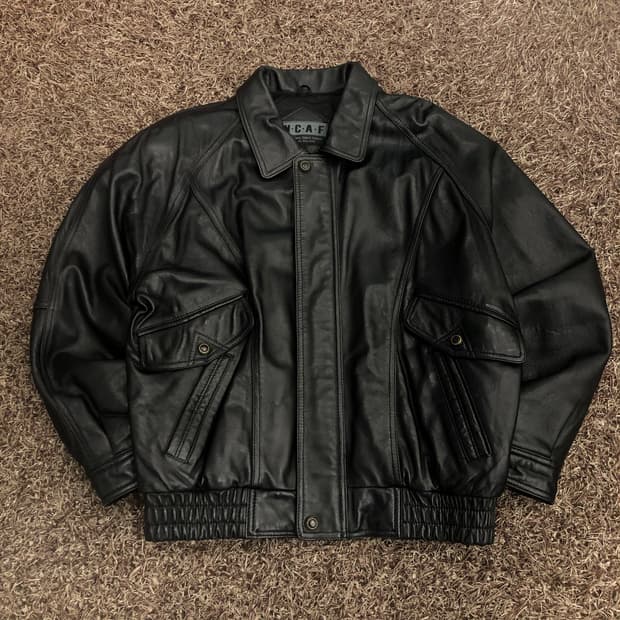 빈티지 양가죽 봄버 레더 가죽 자켓
