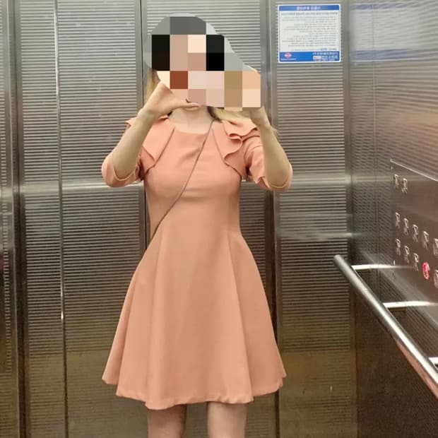 s사이즈ㅡ프릴장식 플레어 원피스/새거수준/7~8부소매