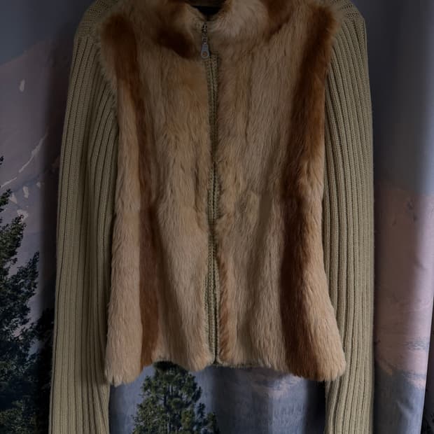 vintage 퍼 니트집업 자켓 