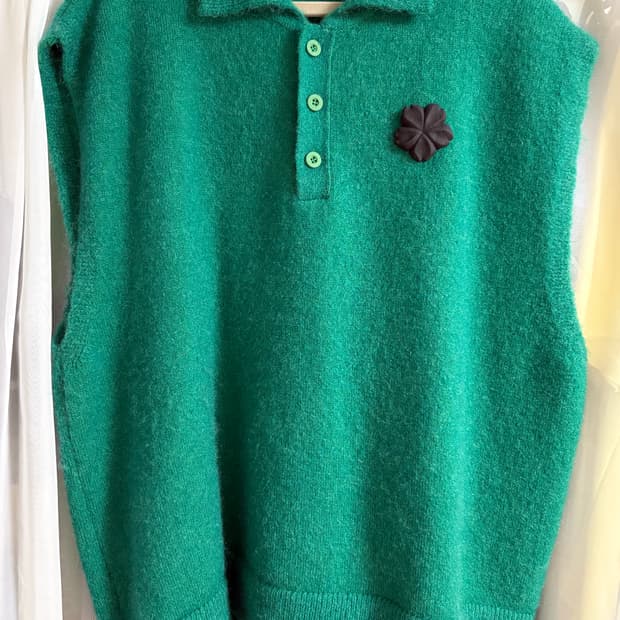 더아이덴티티 프로젝트 모헤어 니트 베스트 그린