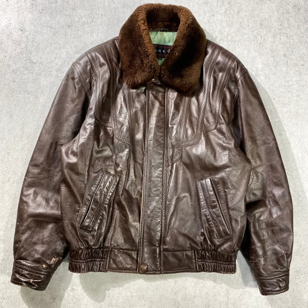 [95] 90s Hunky 브라운 양가죽 레더 봄버자켓