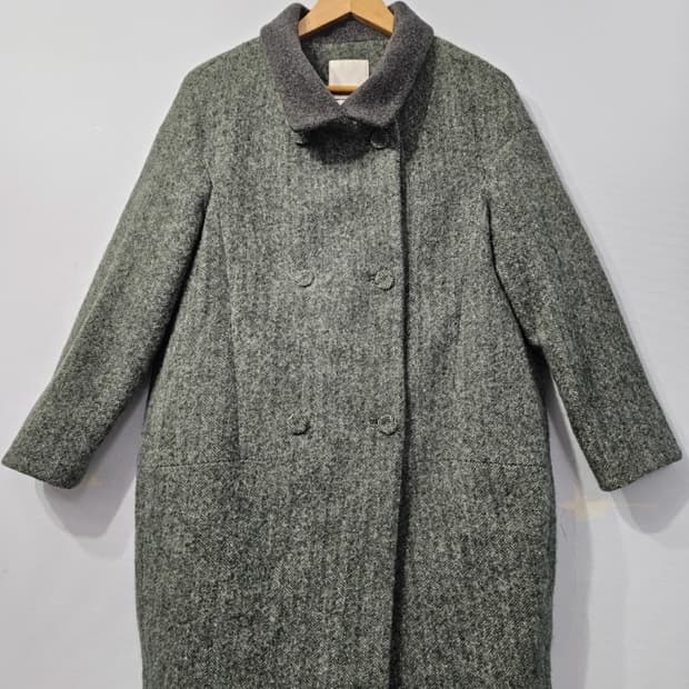 한섬 구호 KUHO 룩스 알파카 헤링본 코트 ~44반