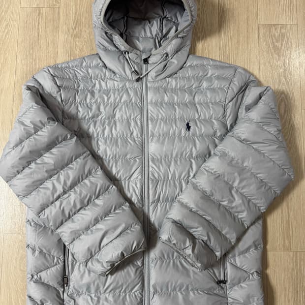 L 폴로 랄프로렌 패커블 경량 패딩 점퍼 그레이 후디