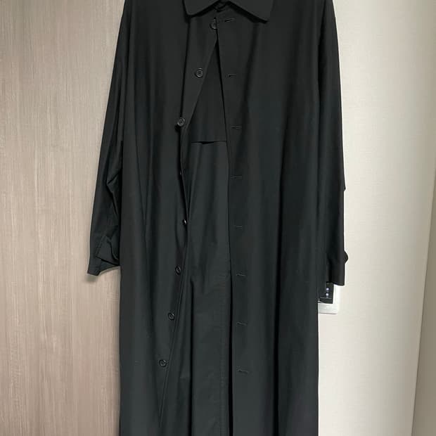 요지 야마모토 Pour Homme 블랙 롱 코트