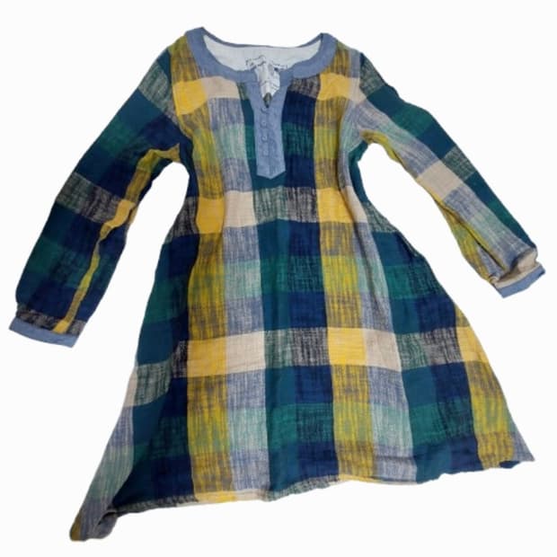 모리걸 너드 하구마 레이어드 체크 원피스