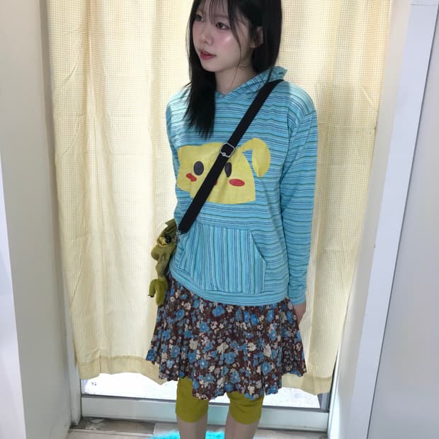 귀여운 병아리 프린팅 후드 코디셋🐥