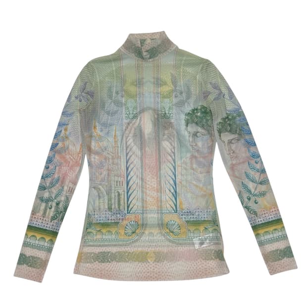 Casablanca Multi Color Graphic Mesh Top