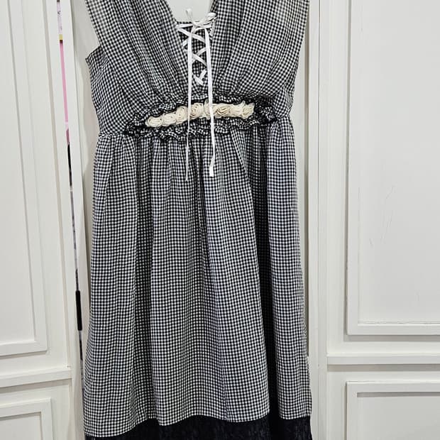 엑시즈팜(Axes Femme) 깅엄체크 레이스 원피스