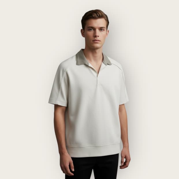 100~105/ 시스템옴므 23SS 오픈카라 니트 반팔